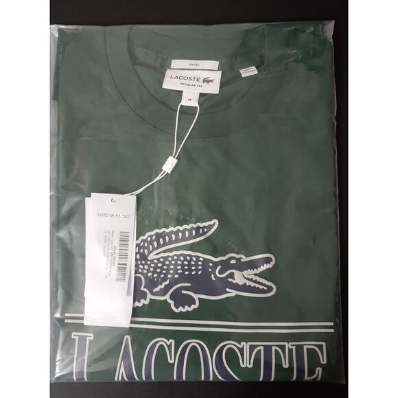 Lacoste Men's Short Sleeve Crew Neck Croc Graphic T-Shirt Vert M - Picture 2 of 3